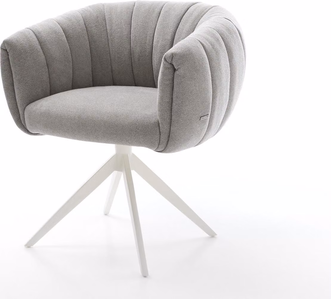 DELIFE Sedia girevole Jada-Flex Tessuto strutturato Soft Grigio Base a croce larga Bianca Girevole a 360° Funzione oscillante Molle insacchettate