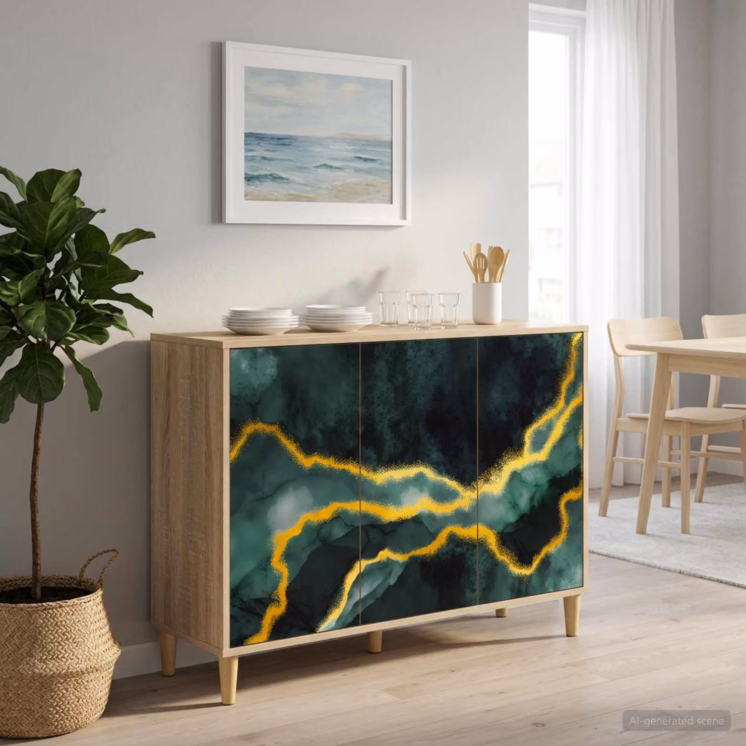 Credenza moderna vidaXL WIJHE in legno ingegnerizzato color Sonoma L: 102 cm, P: 33 cm, H: 75 cm