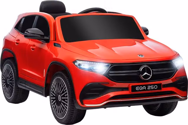 Macchina Elettrica Mercedes HOMCOM per Bambini 3-8 Anni con Telecomando, Fari e Clacson, Rossa e Nera