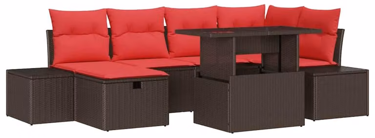Set Divano da Giardino con cuscino 7 pcs polyrattan