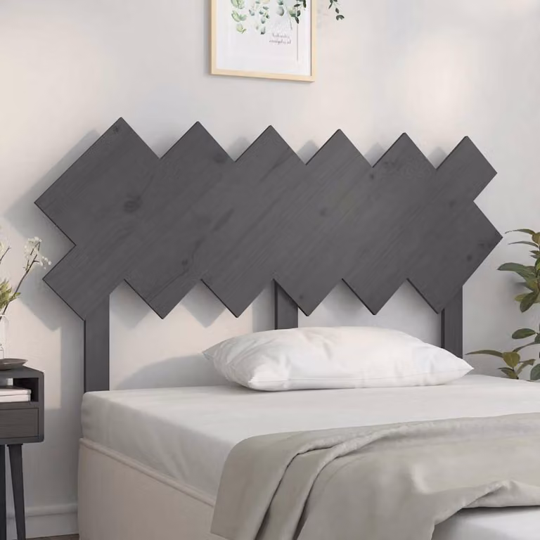 Testiera per letto vidaXL in legno massello di pino bianco, stile rustico, L 132 cm x P 3 cm x H 81 cm