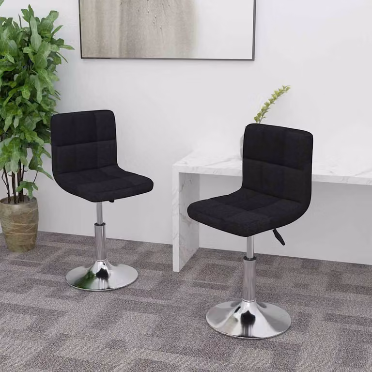 Set di 2 sedie da pranzo girevoli vidaXL in tessuto nero con base moderna