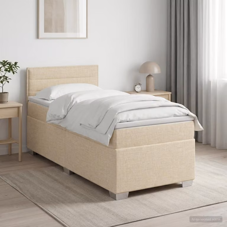 Letto box spring con materasso ibrido vidaXL in tessuto beige, L 80 x P 200 cm