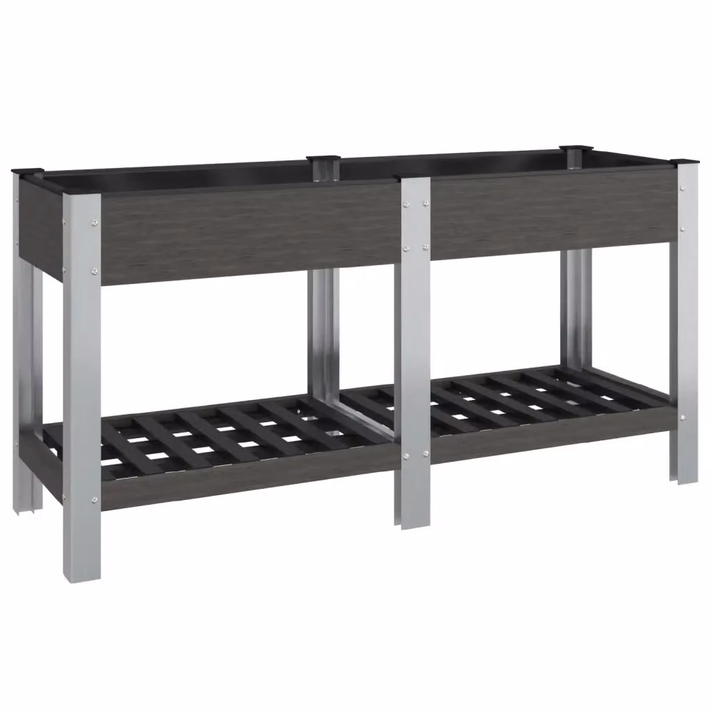 Fioriera Rialzata con Ripiano vidaXL in WPC Grigia L: 150 cm, P: 50 cm, H: 75 cm – 2