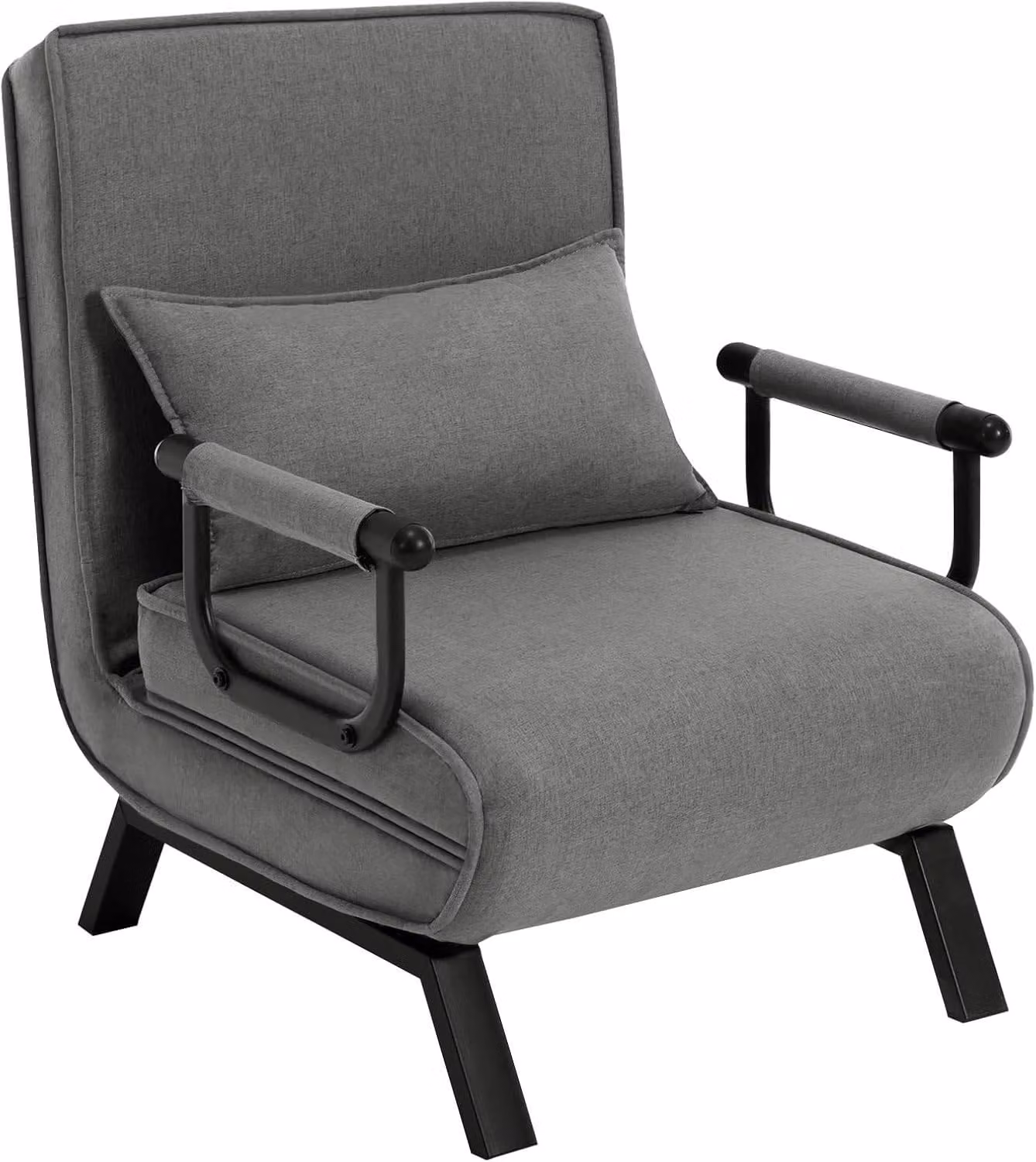 Poltrona letto WOLTU 3 in 1, con schienale regolabile, struttura in metallo canvas, grigio scuro