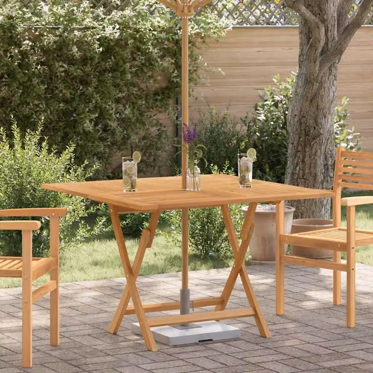 vidaXL Tavolo da Giardino Pieghevole Quadrato in Teak Grigio L: 110 cm, P: 110 cm, H: 75 cm