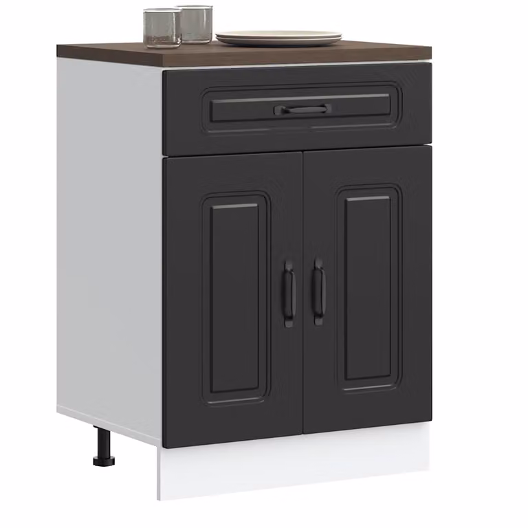 Base da cucina moderna vidaXL Kalmar nera in legno MDF con ante a battente L 60 cm x P 46 cm x H 81,5 cm