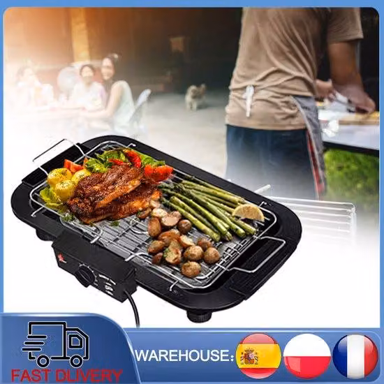 Barbecue elettrico da giardino - Acciaio inossidabile - Regolazione della temperatura a 6 livelli - Elettrico - Resistente all'acqua