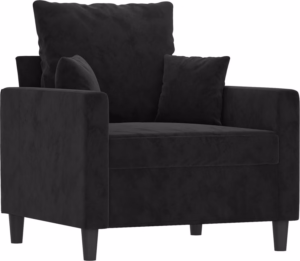 Poltrona Nero 60 cm Velluto