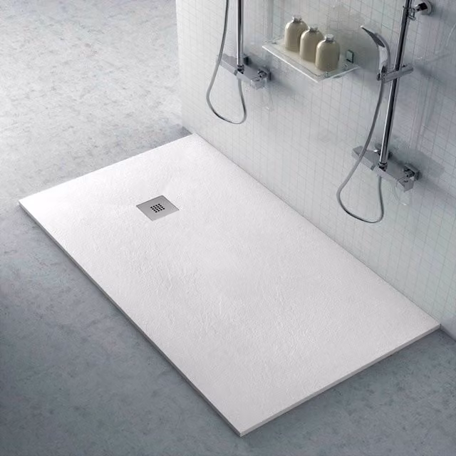 Piatto doccia rettangolare Karen INBAGNO bianco effetto pietra in resina riducibile L: 140 cm, P: 70 cm