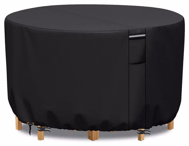 Copertura per tavolo da giardino, rotonda, 190x80 cm, tessuto Oxford 600D, impermeabile, resistente al vento, anti-UV, colore nero