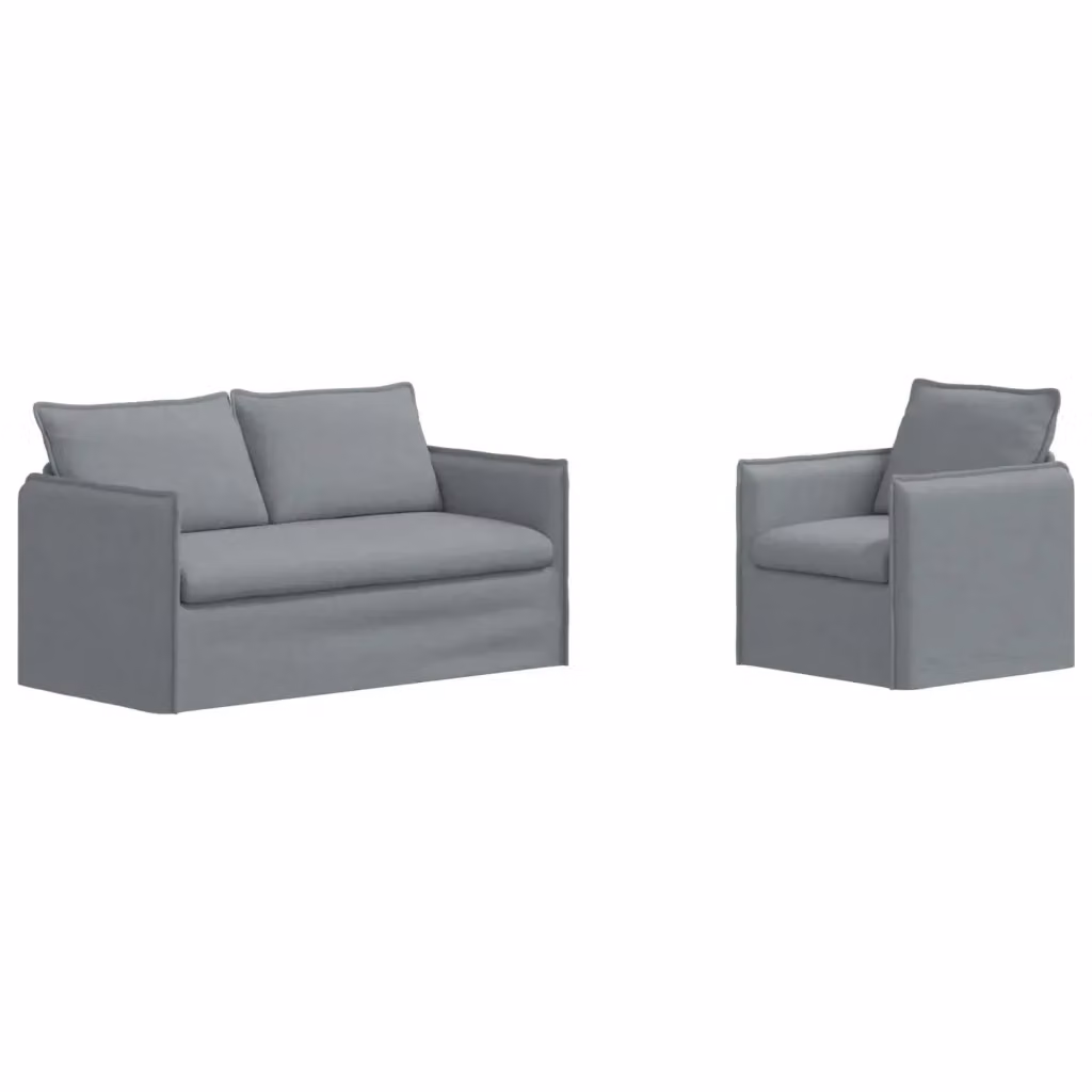 Set di 2 divani vidaXL moderni in tessuto grigio con struttura in metallo L/P/H: 196 x 82 x 85 cm – 2