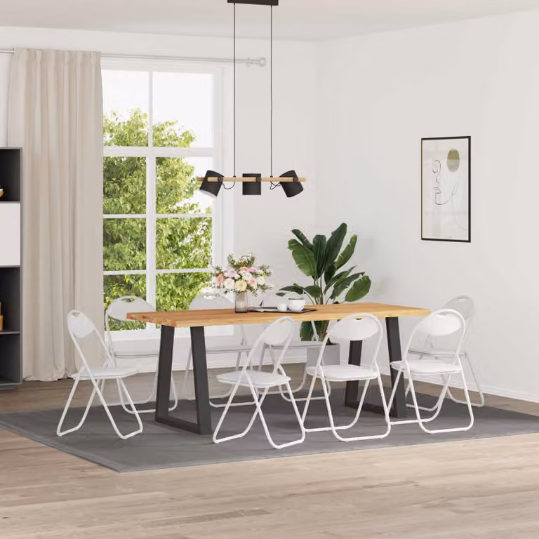 Set di 8 sedie pieghevoli vidaXL in pelle sintetica bianca, impilabili per sala da pranzo o ufficio, L: 48 cm, P: 43,5 cm, H: 81 cm
