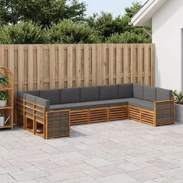 Set di divani da esterno 7 pz Naturale e Antracite 3384888