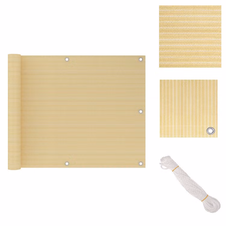 vidaXL Schermo per balcone, beige, 75x500 cm, HDPE - Ombrelloni e protezioni solari