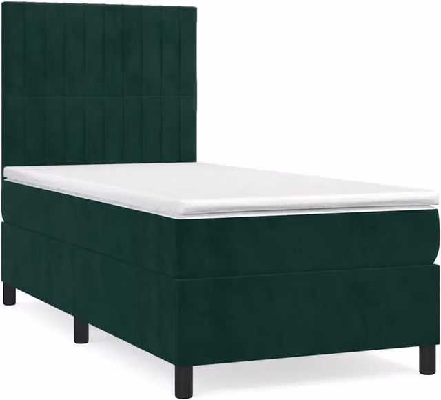 Letto singolo | Letto per adulti | Giroletto a Molle con Materasso Verde Scuro 80x200 cm Velluto