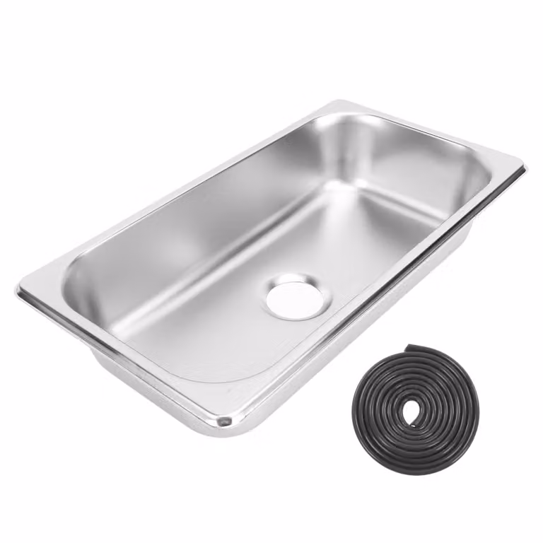 Lavandino per camper, acciaio inox 304, 12,8 x 6,93 x 2,56 pollici, lavamano incorporato con scarico da 40 mm per barca, roulotte e camper