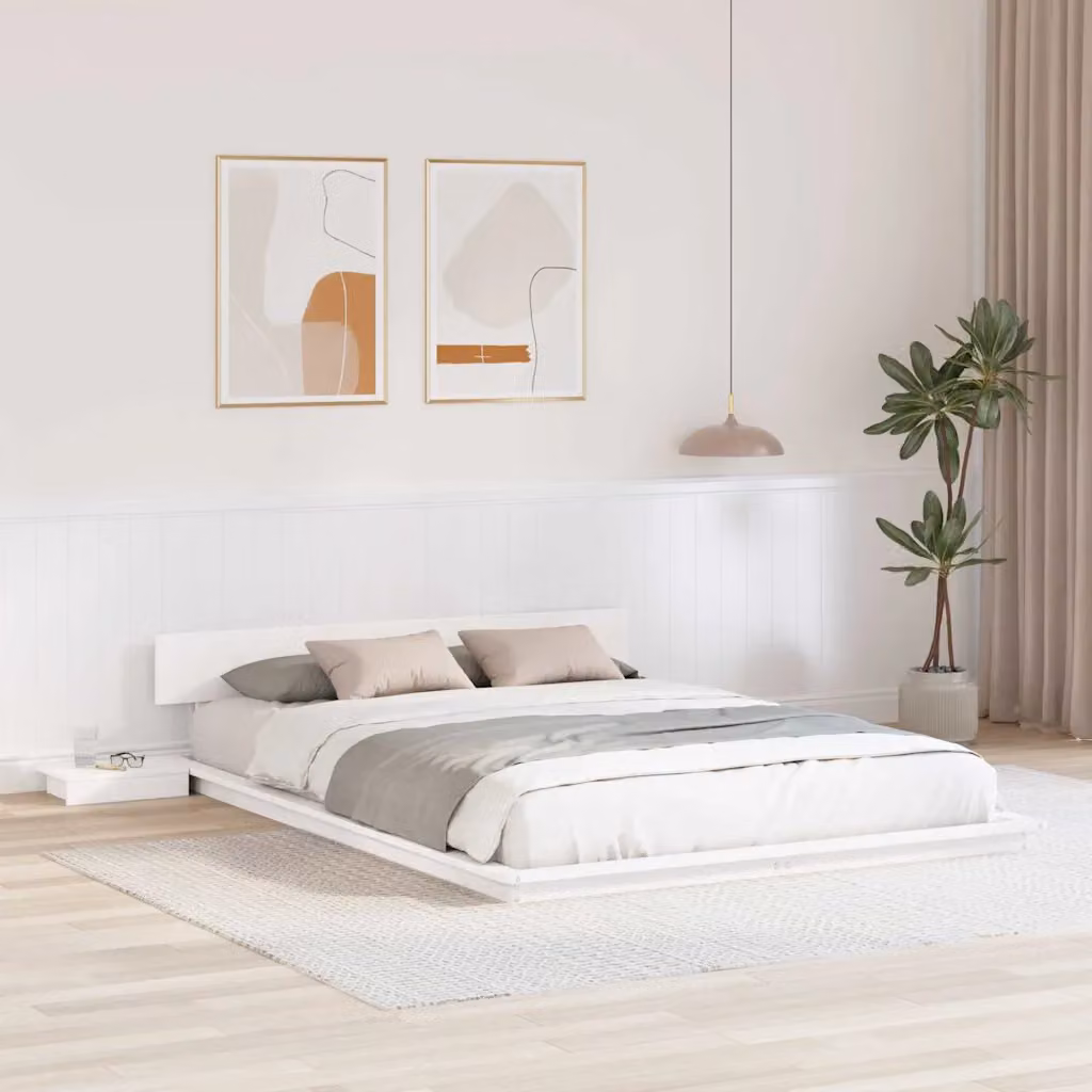 Struttura del letto moderna vidaXL in legno di pino bianco L 140 cm x P 200 cm