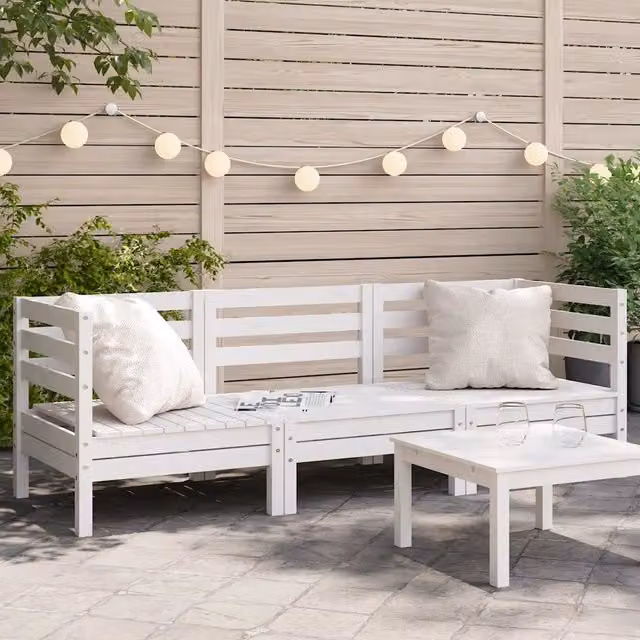 Divano da Giardino a 3 Posti in Legno Massello di Pino Bianco 838027
