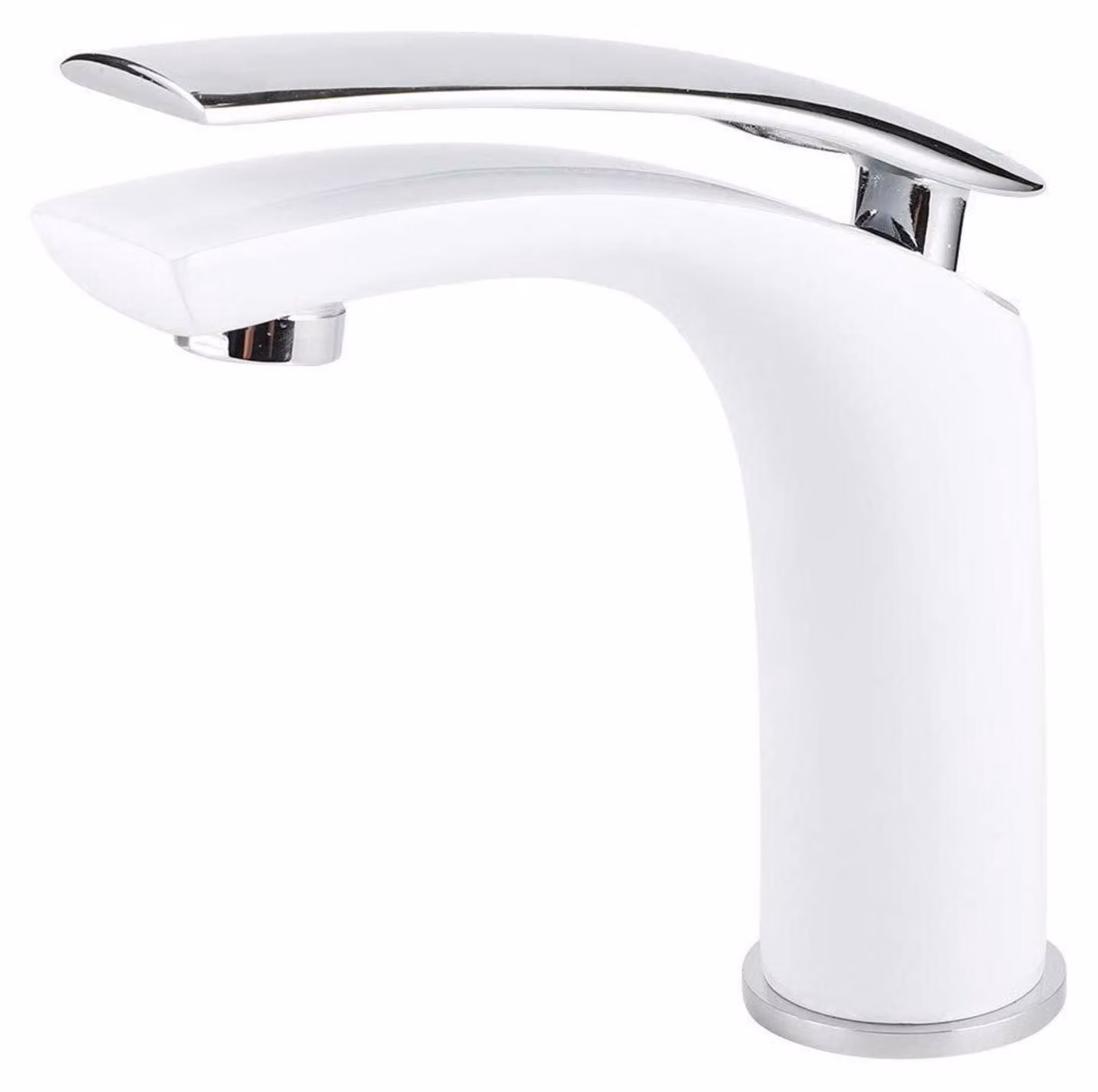 Miscelatore monocomando per lavabo, finitura bianca, design in Vetroceramica, per acqua calda e fredda