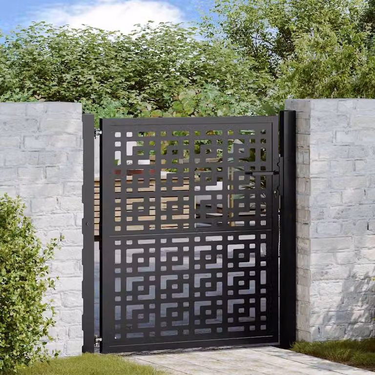 Cancello da giardino vidaXL in acciaio nero con design a croce L: 100 cm, H: 100 cm
