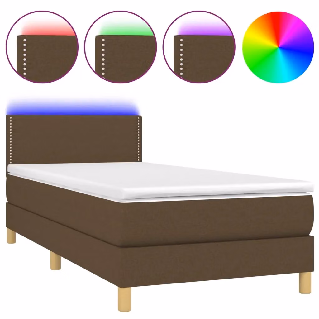 Letto Ibrido con Materasso e Illuminazione LED vidaXL, Marrone Scuro e Bianco, L 100 x P 200 cm – 2