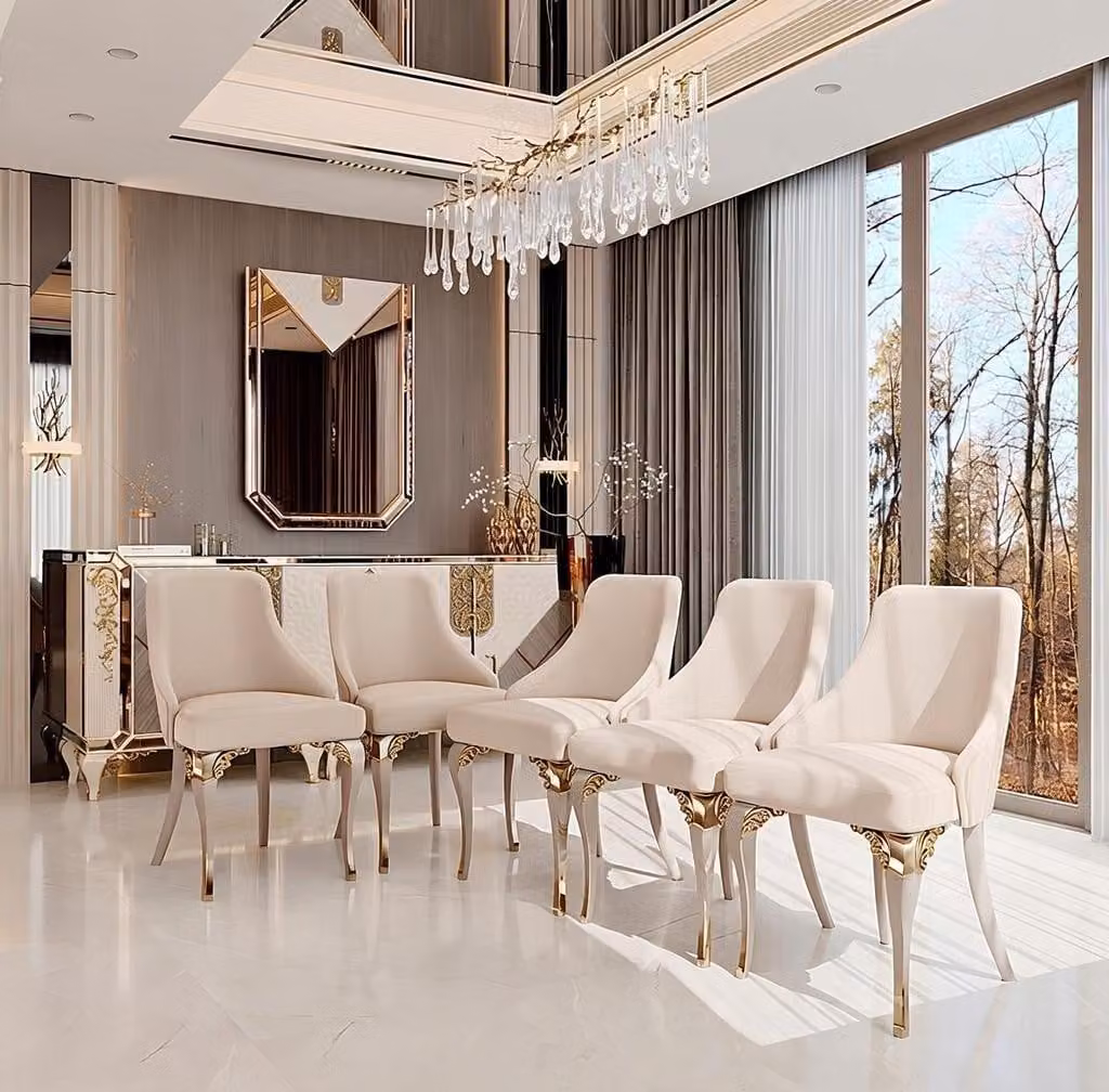 Elegante sedia con dettagli dorati per ambienti moderni