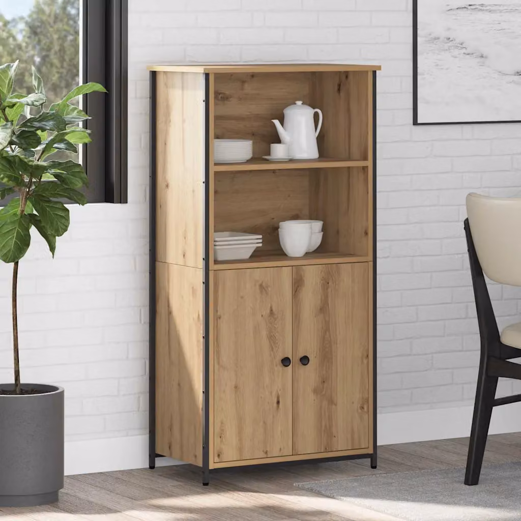 Credenza moderna vidaXL in legno marrone con ante a battente e ripiani interni L/P/H: 62 x 36 x 121,5 cm