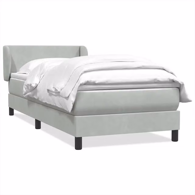 Letto Ibrido vidaXL con Giroletto a Molle e Materasso in Velluto Grigio Chiaro e Bianco, Struttura in Legno di Larice e Metallo, L/P/H: 80 x 223 x 83 cm
