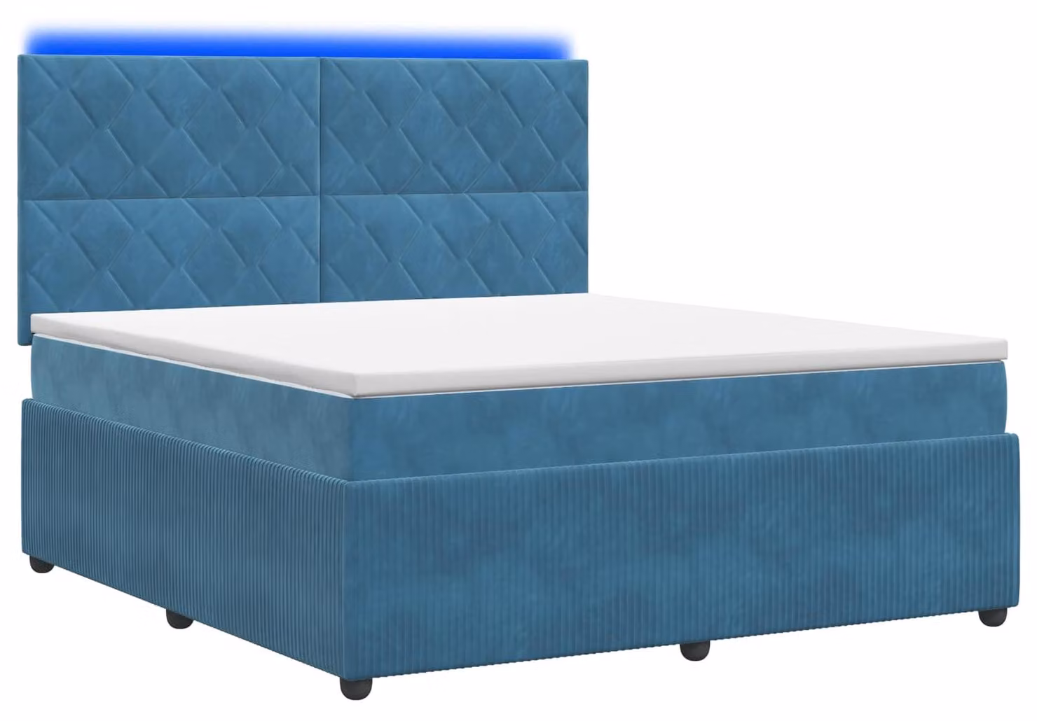 Letto a molle LED con materasso blu 180 x 200 cm in velluto