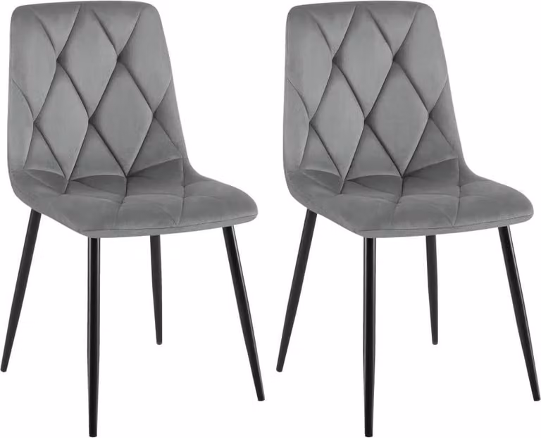 set di 2 sedie da pranzo in velluto - design senza tempo, elevato comfort di seduta | colore: grigio scuro