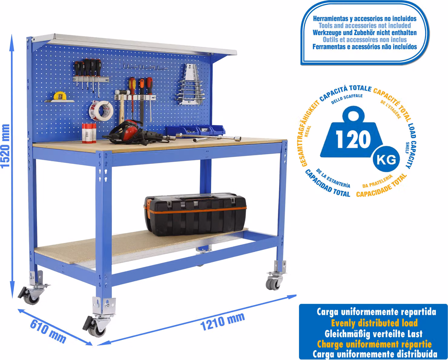 SIMONWORK MOBILE BT3 1200 AZUL/MADEIRA banco da lavoro in metallo