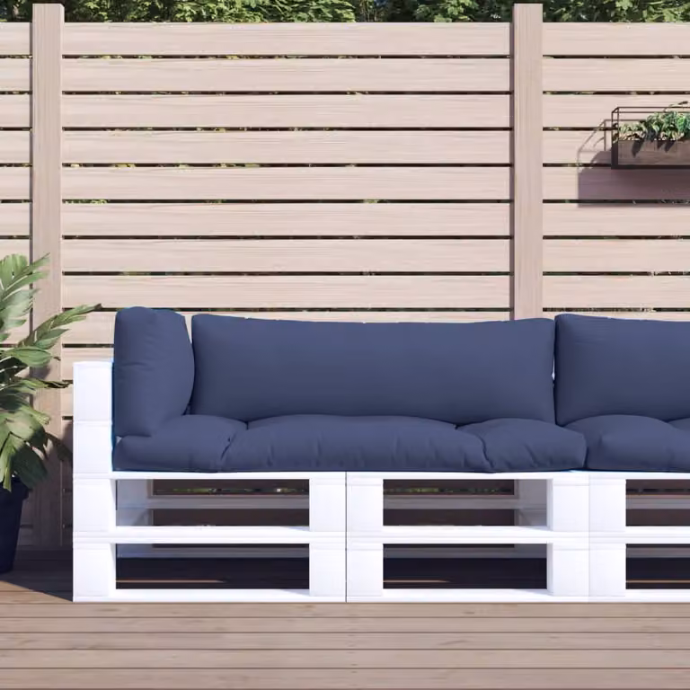 Set di 3 cuscini per pallet vidaXL in poliestere blu, impermeabili e traspiranti
