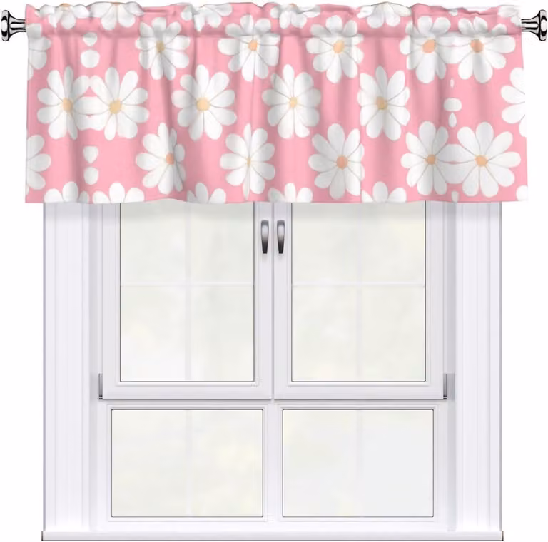 Tenda a volant con motivo di camelie, dimensioni 137,2 x 45,7 cm, facile da applicare, ideale per decorare finestre in cucina, camera da letto e altri ambienti