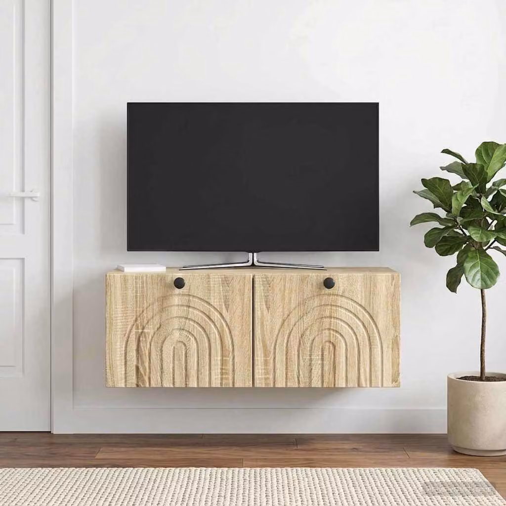 vidaXL Mobile Porta TV da Muro Moderno in Rovere Sonoma, L: 78,5 cm, P: 31 cm, H: 30 cm