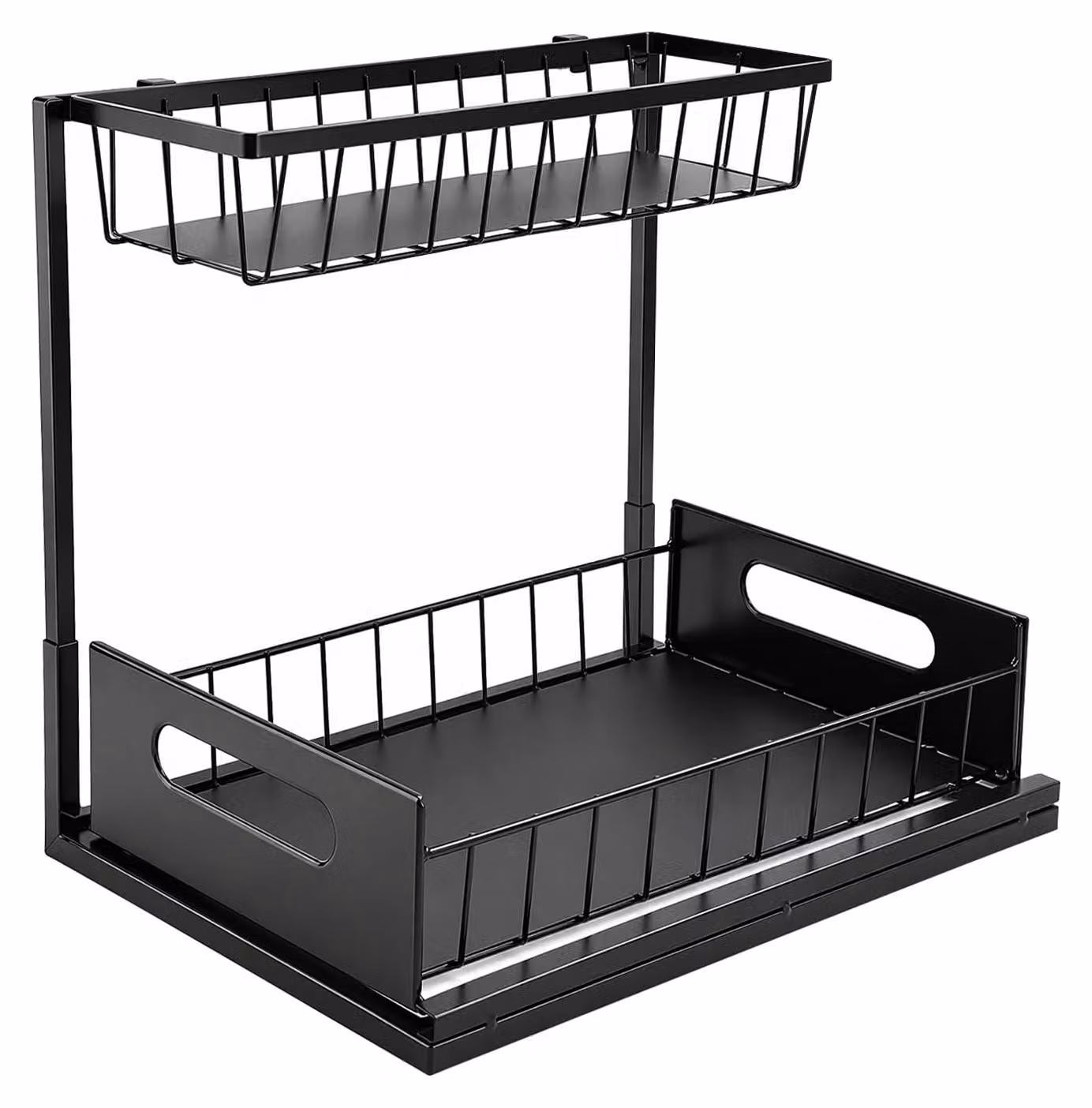 Organizzatore per lavello, 2 ripiani, scaffale metallico a forma di L estraibile, 36 x 27 x 28 cm, adatto per cucina e bagno