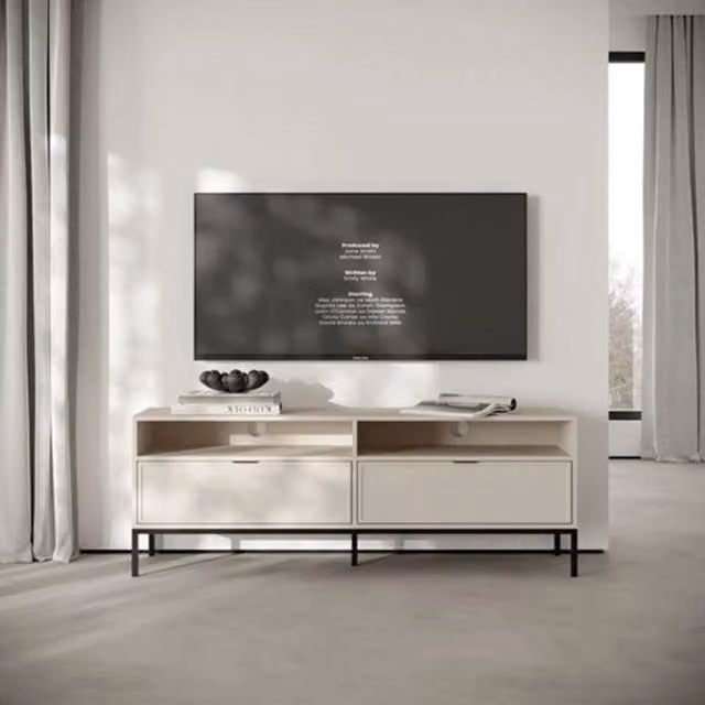 Liloraba, Mobile Porta tv 2 Cassetti, 150x40x60h cm Beige