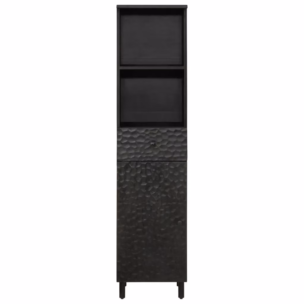 Mobile da Bagno Moderno VIDAXL in Legno di Mango Nero Opaco L: 38 cm, P: 33 cm, H: 160 cm – 2