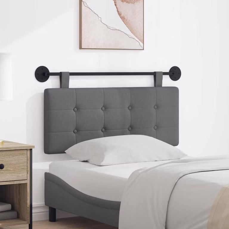 Testiera per letto sospesa vidaXL in tessuto grigio con design geometrico, L: 110 cm, H: 55 cm, P: 5 cm