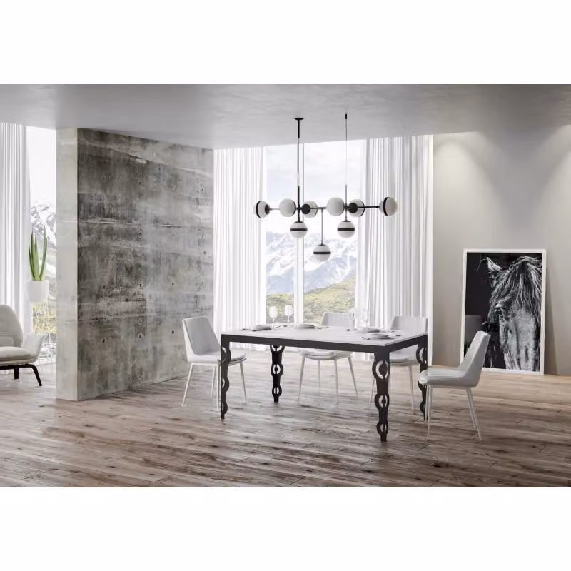 Tavolo allungabile Itamoby Evolution Bianco Frassino e Antracite L/P/H: 90 x 120/224 x 77 cm – 2