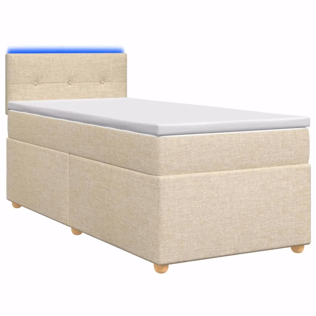 Letto box spring ibrido vidaXL con materasso beige e illuminazione sottostante, dotato di porta di ricarica USB, L/P: 200 x 100 cm – 2