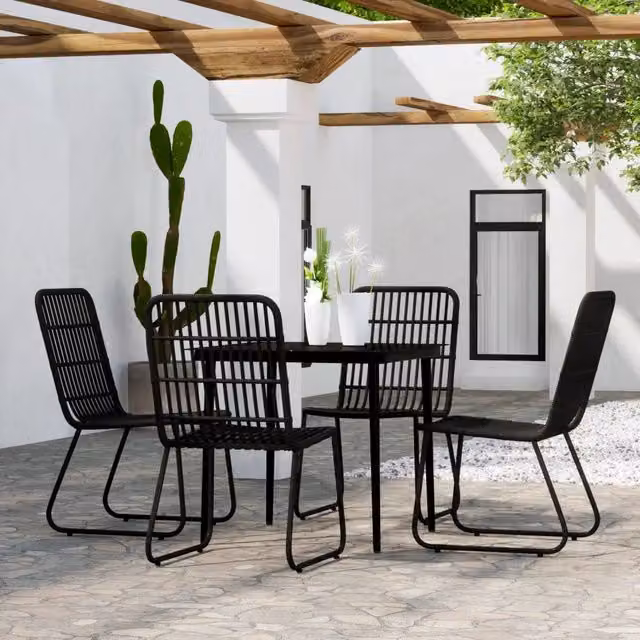 Set da Pranzo da Giardino 5 pz Nero 3099180