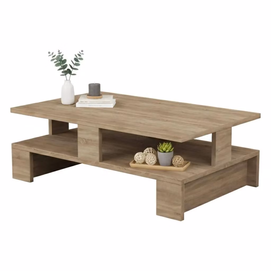 Tavolino da salotto moderno DMORA in legno color quercia, L: 80 cm, P: 50 cm, H: 28 cm – 2