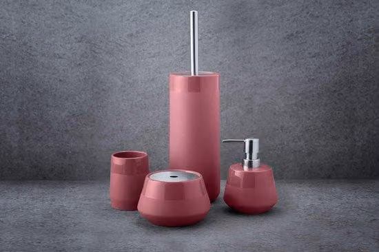 Set da bagno in Vetroceramica rosa, circa 10 cm