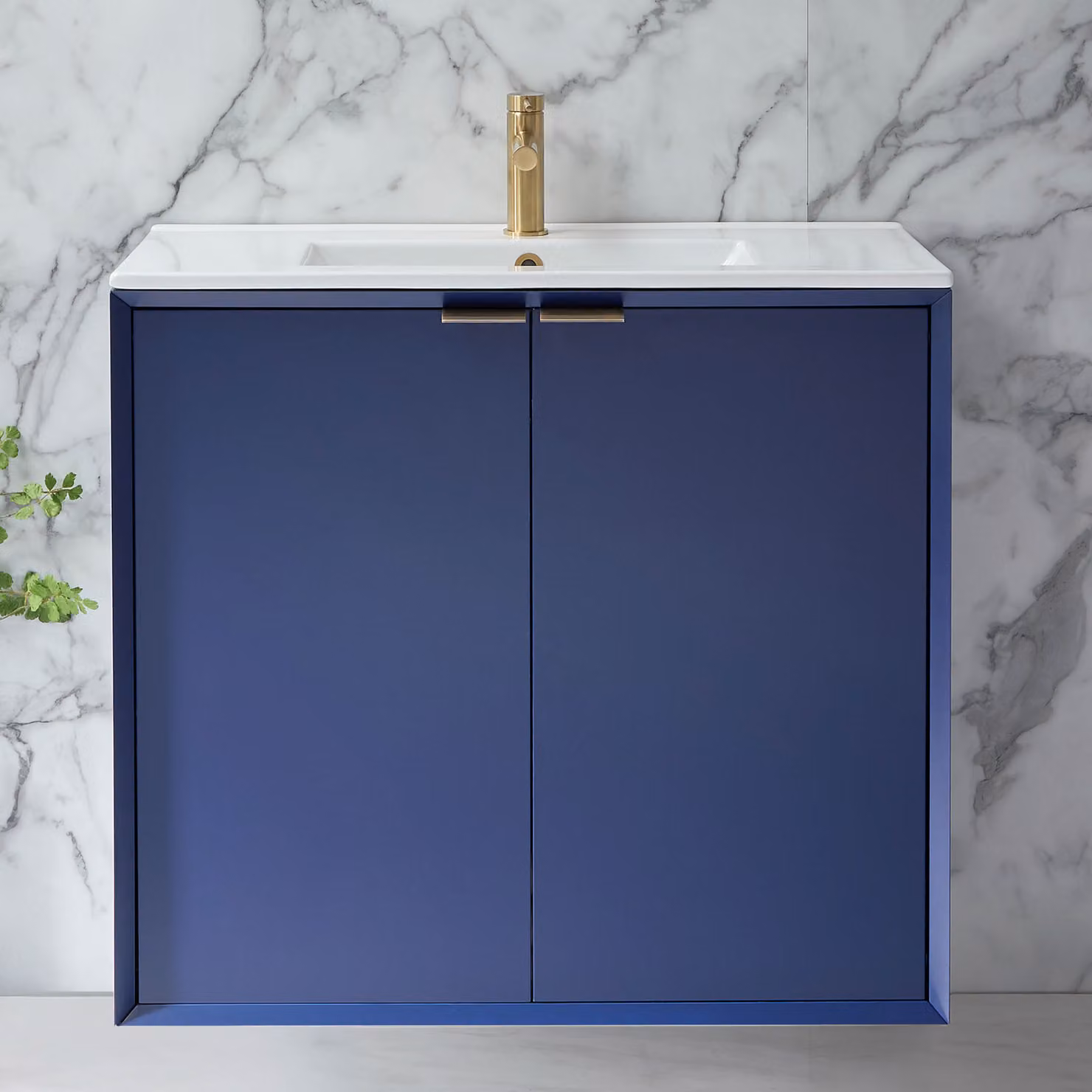 Mobile Bagno Sospeso Antracite 810mm con Lavabo e Maniglie Cromate con Impugnatura a Dito - Edge