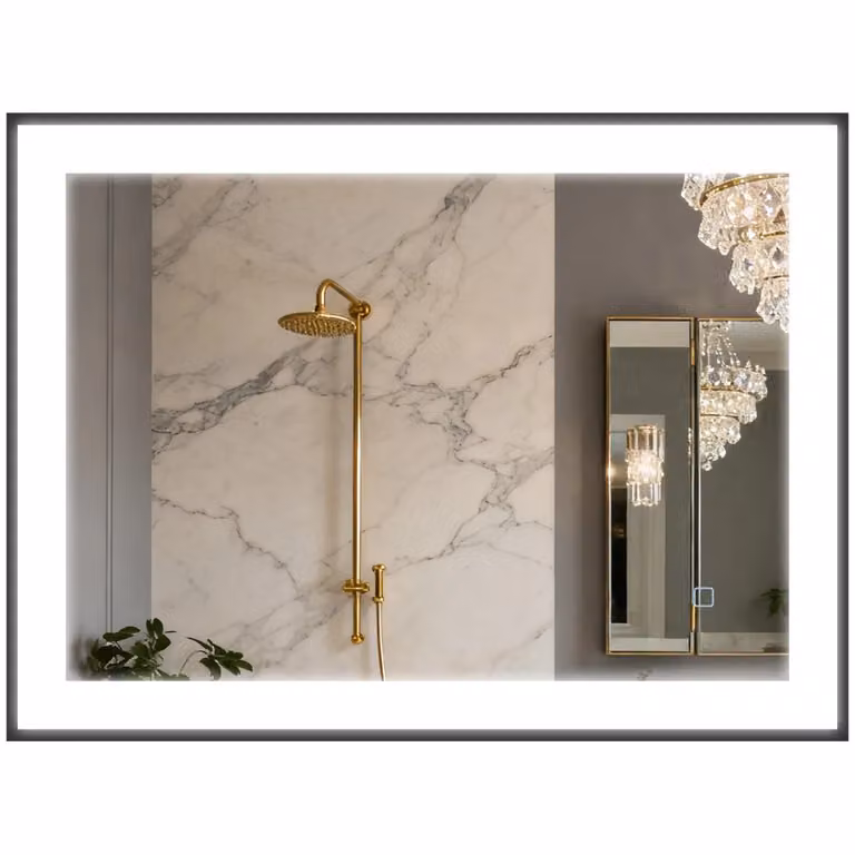 Specchio da Bagno Minimal con Luce LED Bianco L: 80 cm, H: 60 cm