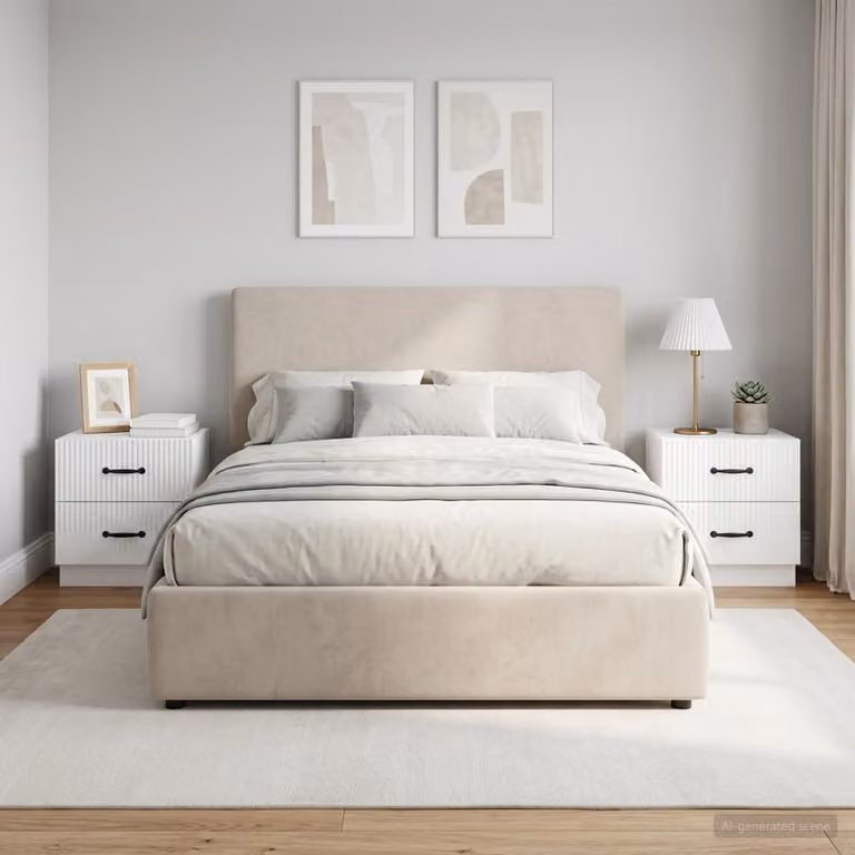 Set di 2 Armadi da Notte vidaXL Bianco Lucido L: 43 cm, P: 34,5 cm, H: 44,5 cm