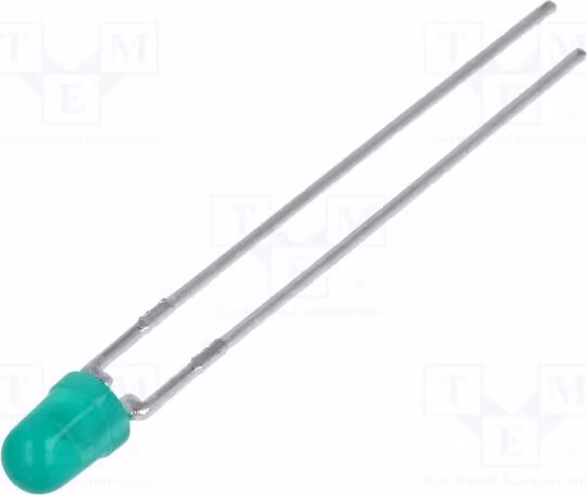 2 LED verdi HLMP-1503-D0000, diodi LED a montaggio traversa (THT), 3 mm, angolo di emissione 60°, 4,2 mcd, 3 mm