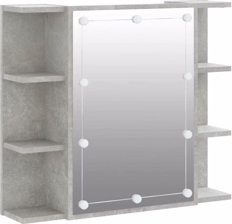 Mobile a Specchio con LED Grigio Cemento 70x16,5x60 cm