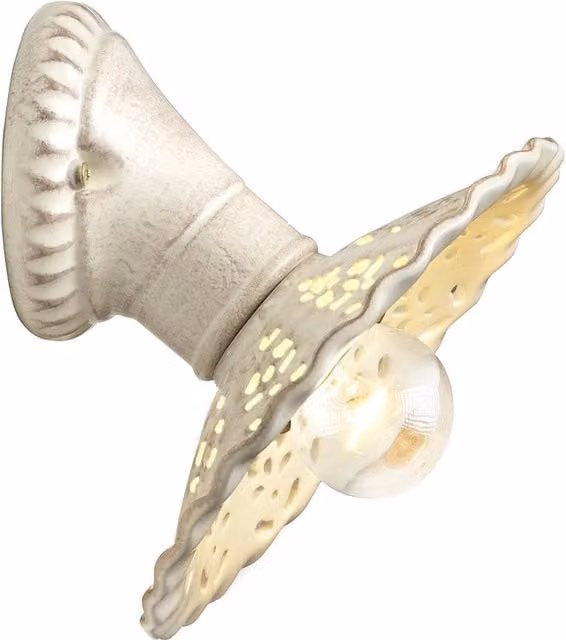 Applique MERLETTO MATT Cerimiche Borso in ceramica e metallo bianca con base obliqua e paralume rotondo Ø21 cm